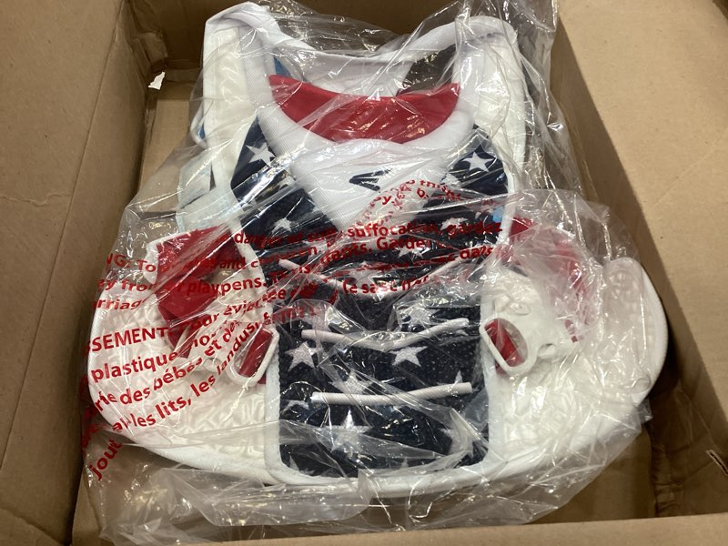 Condition photo showing As Is for easton | jen schro the very best fastpitch softball catcher's set | stars & stripes | medium