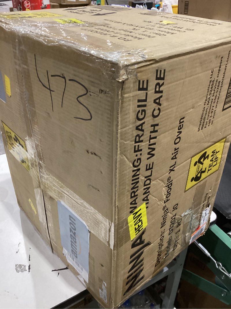 Condition photo showing As Is for Ninja Air Fryer & Toaster Oven | Foodi Series, XL Pro Air Oven Kitchen Countertop Convection | 10-in-1 Functions | Fits a 5-lb Chicken & Sheet Pan of Vegetables | 1800 Watts | Stainless Steel | DT201