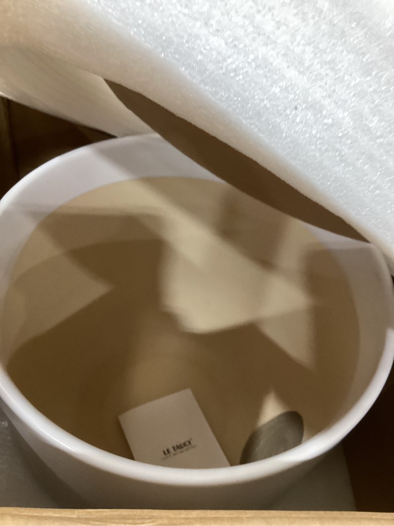 Condition photo showing Good Condition for le tauci 12 inch pots for plants, ceramic large planters for indoor plants, indoor plant pots for home garden patio office, planter pots with drainage hole and rubber plug, white white 12 inch