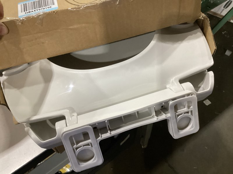 Condition photo showing As Is for jingze elongated toilet seat slow close, quiet toilet seat cover with never loosen durable toilet seat lid easy to install & clean, polypropylene (pp), white elongated 18.5inch white
