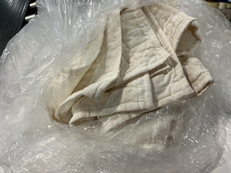 Condition photo showing As Is for european linen cotton stitch sham set, king, ivory