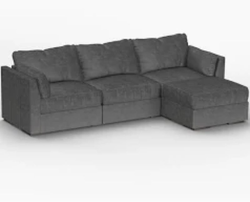 (Incomplete))Shintenchi Small Sectional Sofa Couch,3 Seat L Shape Sofas with Ottoman,Upholstered Corduroy Convert
