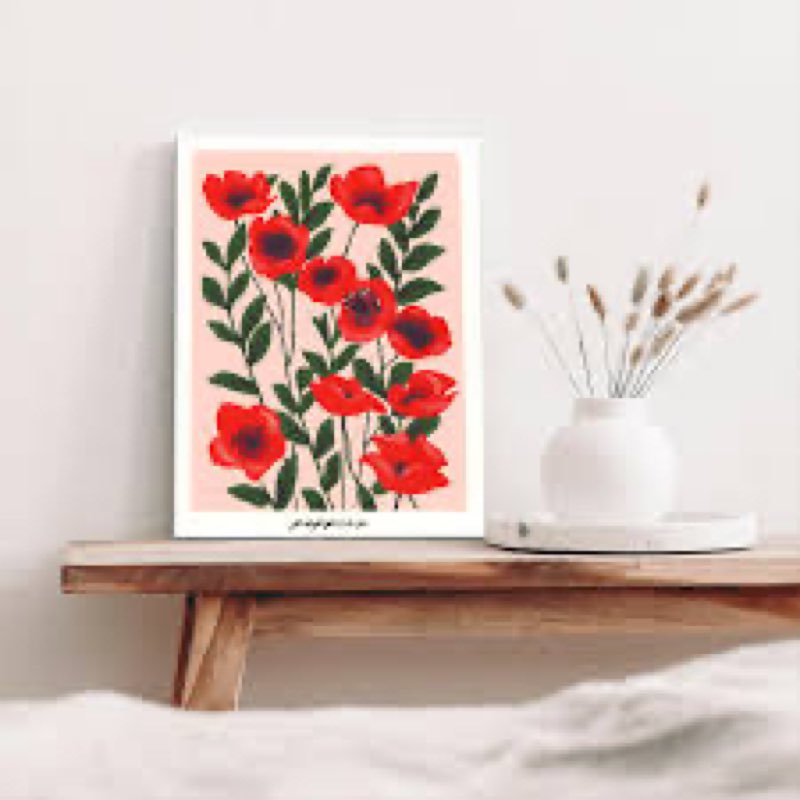 HUARTYUAL Red Poppy Canvas Wall Art Vintage Flower Wall Decor Pictures Abstract Botanical Prints Pos