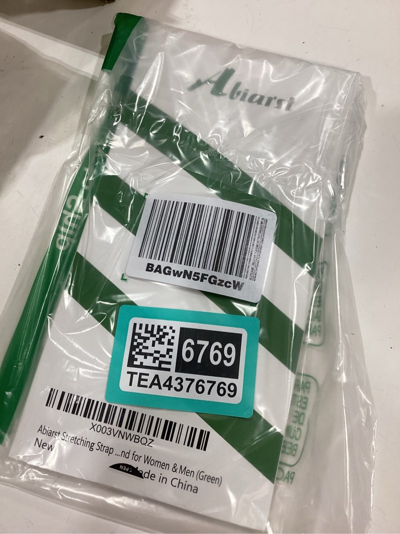Condition photo showing New/Like New for abiarst stretching strap yoga straps for physical therapy, 10 loops non-elastic stretch band for pilates, flexibility, exercise and gymnastics green