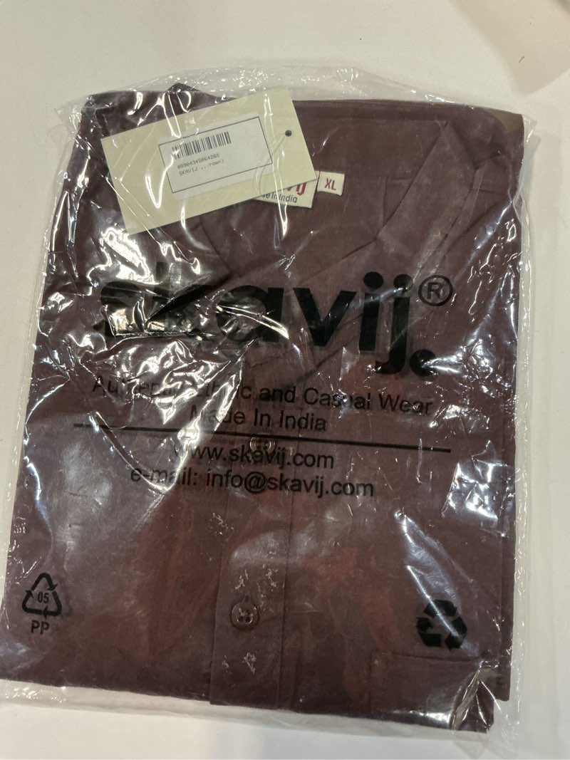 Condition photo showing New/Like New for skavij men’s pure cotton short kurta with chest pocket - solid eid & ramadan ethnic tunic small brown. size xl