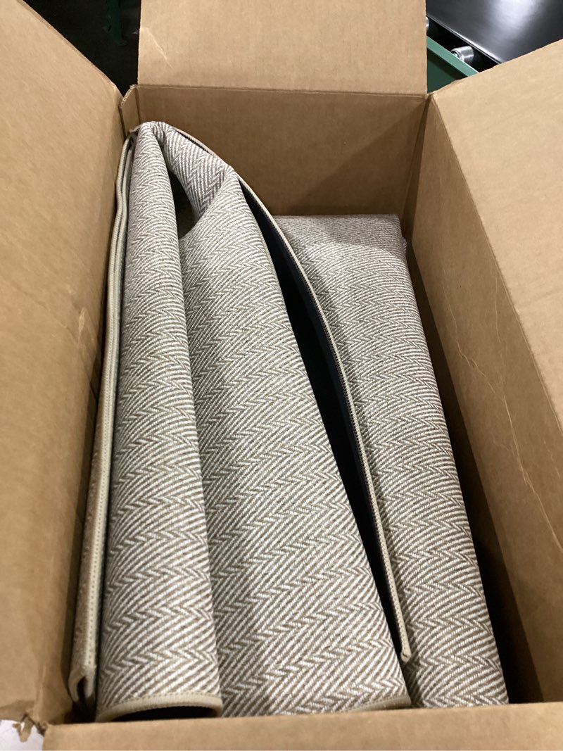 Condition photo showing Good Condition for lumi ultra thin door mat for entryway, low profile non slip rubber backing indoor door mat, easy clean welcome entrance mat for inside house, patio,beige 48"x72"