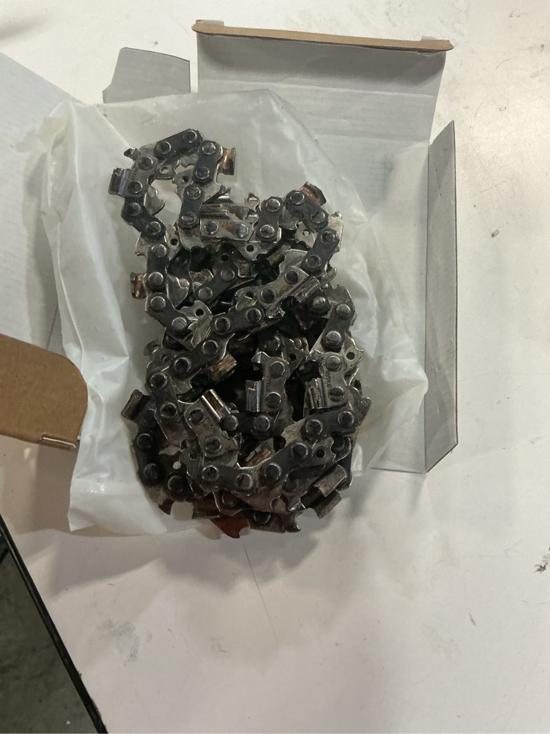 Condition photo showing As Is for 20-inch carbide chainsaw chain, .325" pitch, .050" gauge, 78 drive links for milwaukee m18 fuel (2827-22), echo cs-490, and craftsman s205 carbide-20" .050" .325" 78dl-1 pack