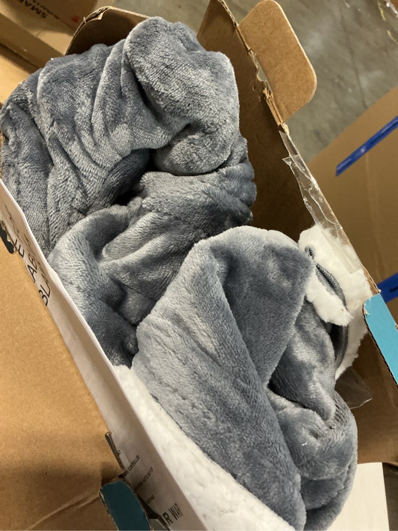 Condition photo showing As Is for Wearable Heated Throw Blanket Electric Shawl,Christmas Birthday Gifts for Grandma,Gift for Mom and Elderly Women,Heated Robe Poncho Blanket Hoodie for Adult, 5-Position Timer 10-Heating Levels,Grey Grey 50"X60"