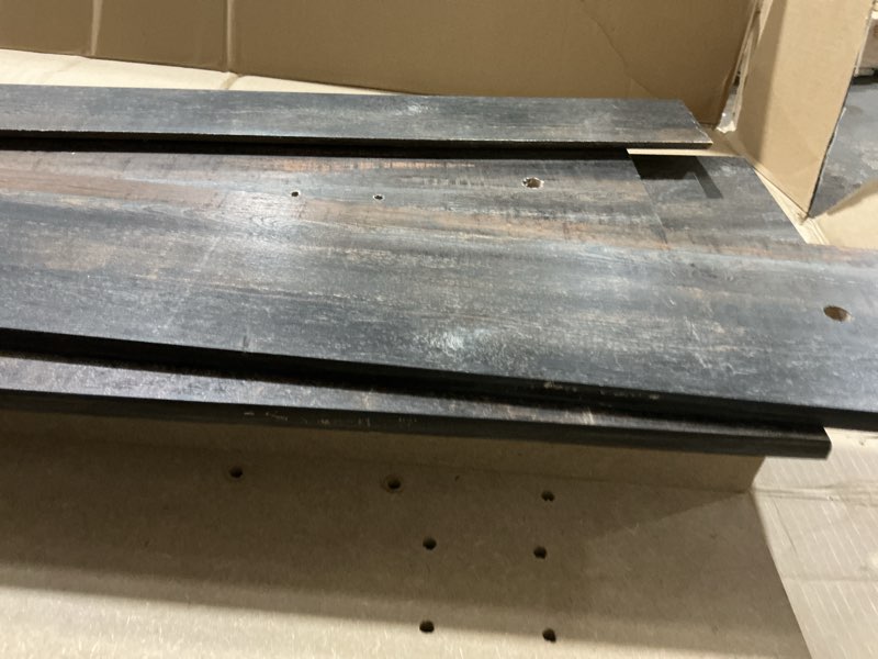 Condition photo showing As Is for signature design by ashley drystan rustic panel headboard only with usb charging stations, king, brown