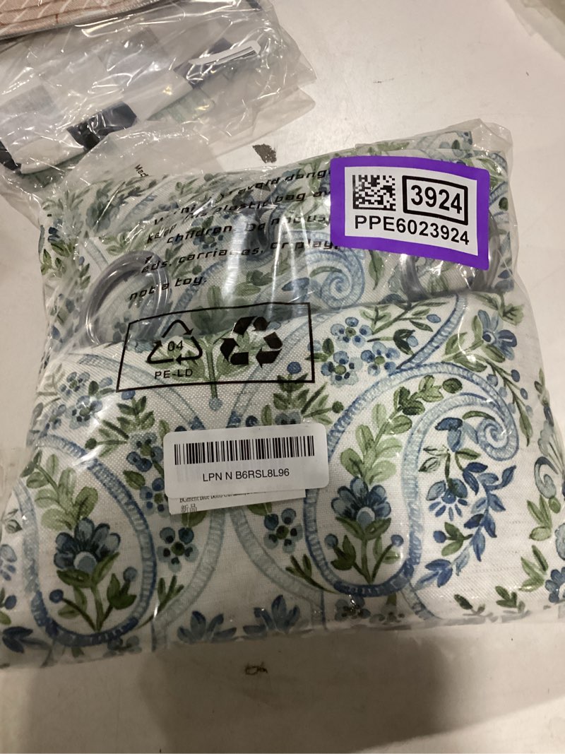 Condition photo showing Good Condition for bgment curtains for living room 84 inches long - blue floral leaf paisley pattern drapes for vintage french country farmhouse light filtering grommet window treatments, 2 panels, 52 x 84 inch 52"w x 84"l (pack of 2) blue & green