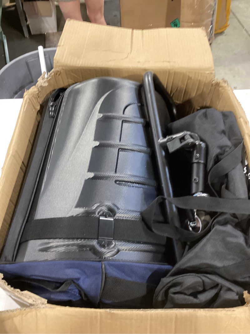 Condition photo showing Good Condition for janus golf travel bag with wheels, foldable airline-ready design, protective structured design, and support-leg travel system navy blue