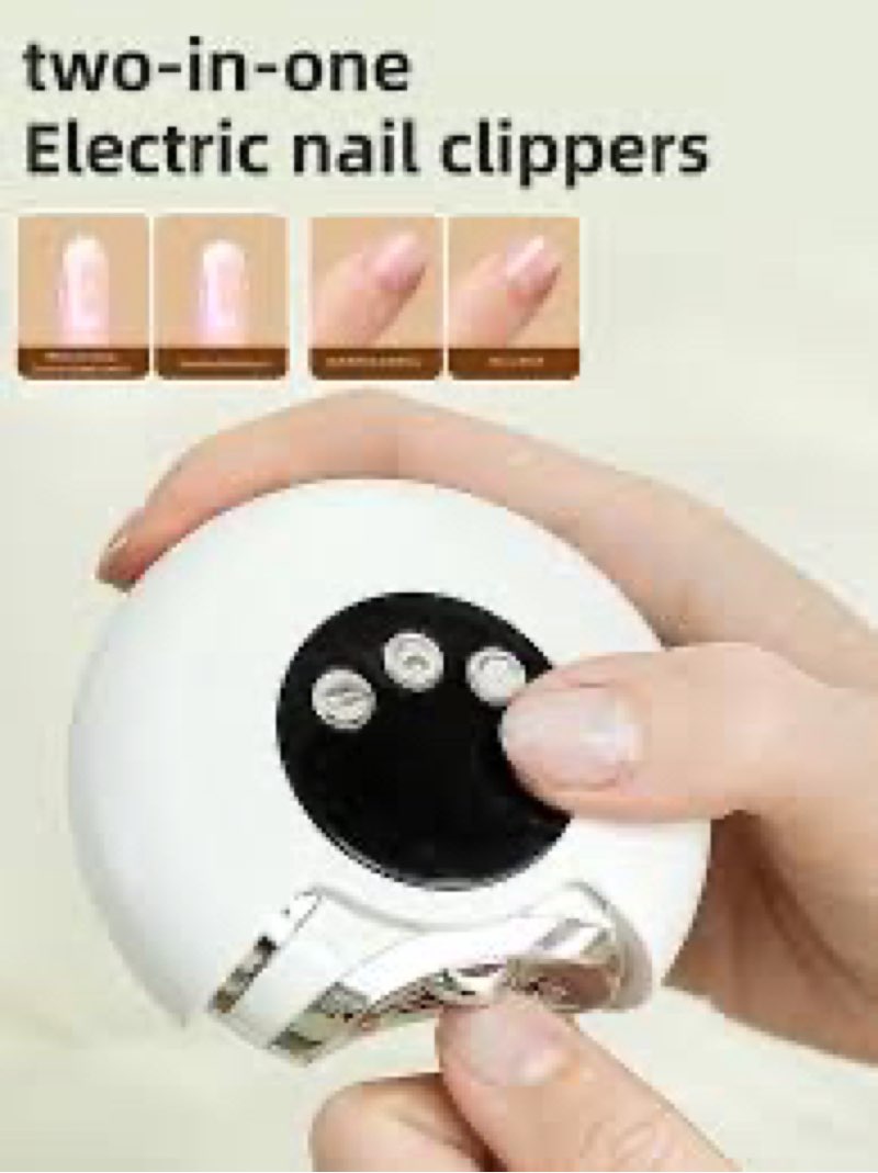 automatic electric nail clipper with light, 3-speeds levels and nail clip storage, lcd digital display, usb rechargeable safety electric nail trimmer suitable for adults, seniors, children (white)