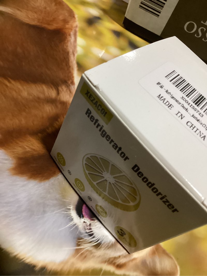 Condition photo showing New/Like New for Refrigerator Deodorizer with AOP-KF Solid Alkali Technology, 2 Years Long-Lasting Fresh Odor Eliminator for Fridge, Kitchen, Apartment, Closet & Small Spaces, Lemon Design & Adjustable Clip (3 Packs) Pack of 3