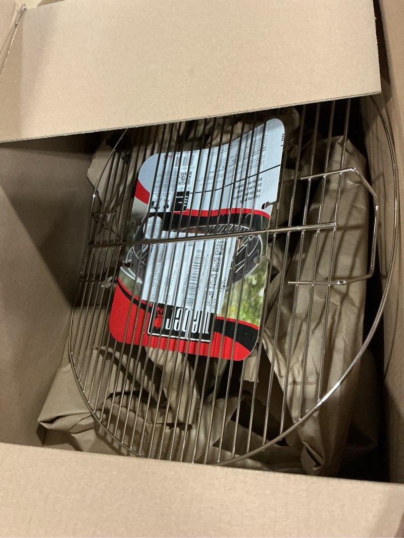Condition photo showing New/Like New for weber cooking grate silver 21.5" – heavy?duty plated steel with easy?lift handles, fits 22" weber charcoal & performer grills, kettle