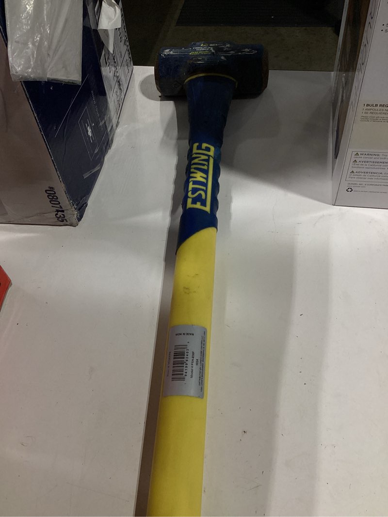 Condition photo showing As Is for estwing 8-lb polished face steel head fiberglass sledge hammer