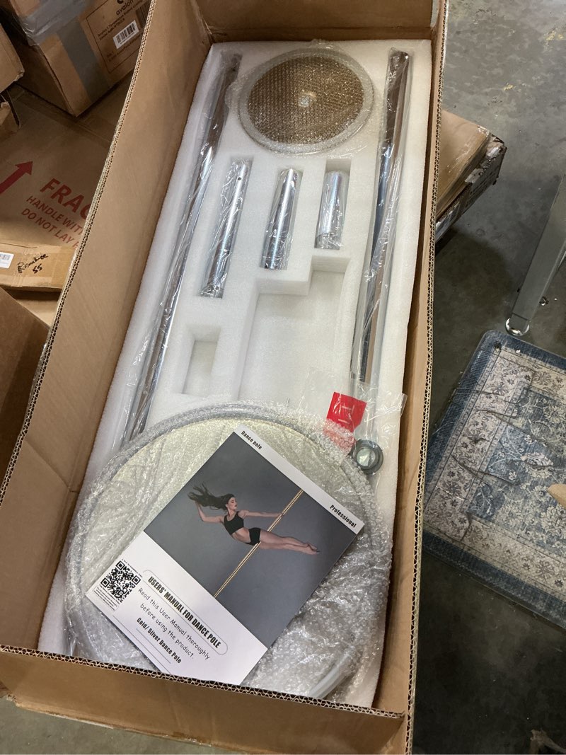 Condition photo showing Good Condition for PRIOR FITNESS Premium Dance Pole Removable 45mm Spinning & Static Dancing Pole Heavy-Duty Steel Pole Dancing Pole, Adjustable Height Professional Grade Excellent for Home Exercise Club Gym Silver