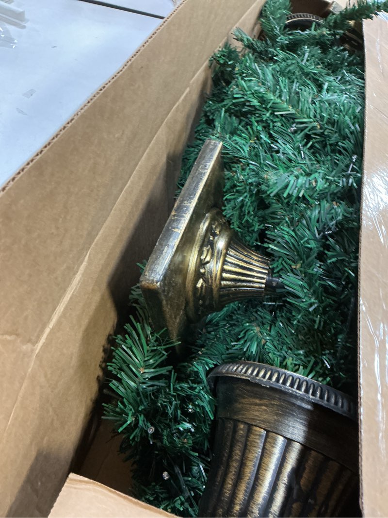 Condition photo showing Good Condition for Set of 2 Christmas Trees with Lights 4-FT Artificial Urn Potted Porch Christmas Tree Battery Powered with 8 Modes and Timer for Indoor Outdoor Christmas Trees-warm White