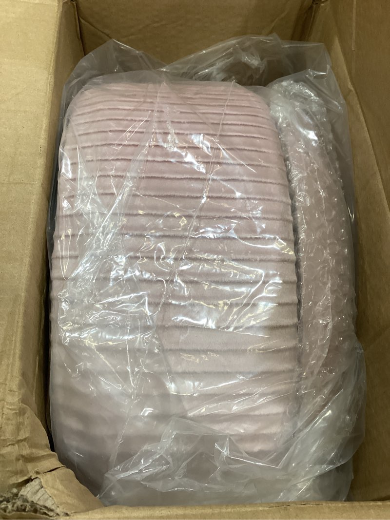 Condition photo showing Good Condition for LITZFUR Adjustable Vanity Stool with Storage, 360° Swivel Vanity Chair, Velvet Small Round Ottoman Footrest for Bathroom, Makeup Room, Pink Pink Silver Base