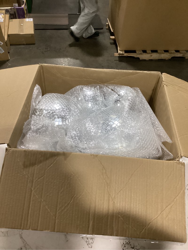 Condition photo showing Good Condition for Libima 12 Pack Large Christmas Disco Ball Decoration Different Sizes Silver Mirror Hang Disco Ball Ornaments for Christmas Tree Birthday Wedding Holiday Party Favors Prom Props(12'', 8'', 6'', 4'')