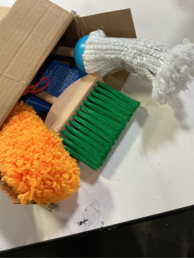 Condition photo showing Good Condition for Melissa & Doug Dust Sweep Mop 6-Piece Pretend Play Set, Toddler Toy Cleaning, Pretend Play Home Cleaning, Kids Broom and Mop Set for Ages 3+ Dust! Sweep! Mop!