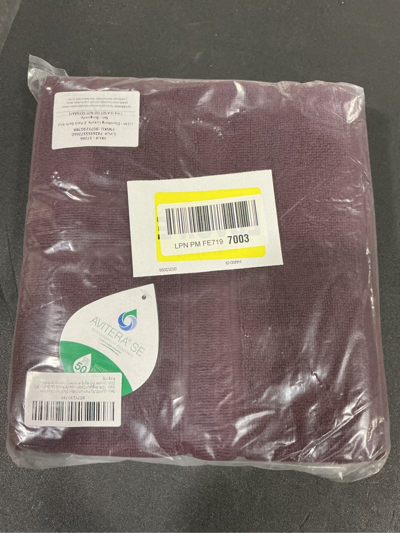 Condition photo showing New/Like New for GLAMBURG Premium Cotton 20x32 inch 2-Pack Bath Mats - 100% Ringspun Cotton - Luxury Hotel & Spa Quality - 800 GSM - Durable Soft Highly Absorbent - Machine Washable - Burgundy