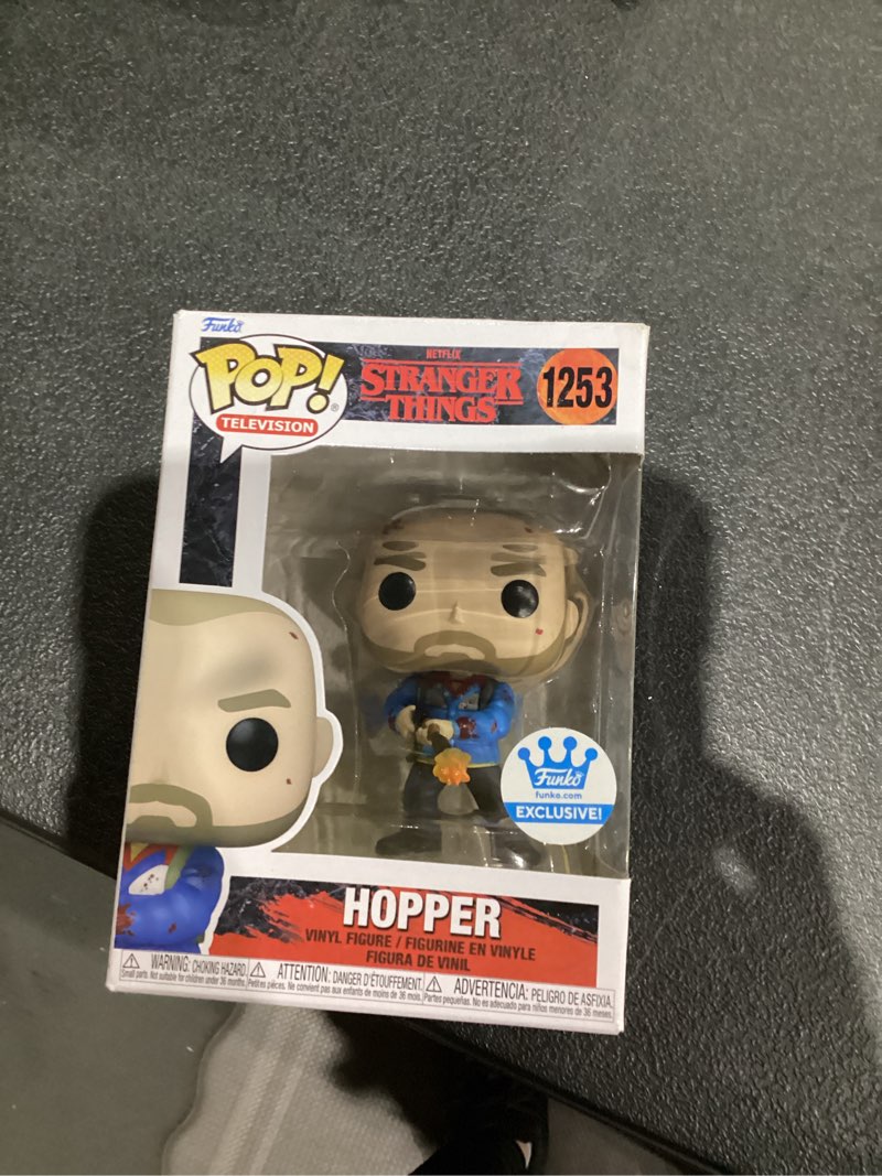 Condition photo showing New/Like New for Funko Pop! Television Stranger Things 1253 Hopper Flame Thrower Exclusive, Multicolor, small 4.5 in (62387)