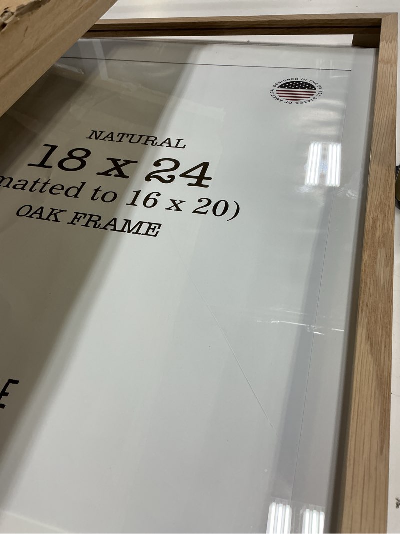 Condition photo showing As Is for 18x26 Picture Frame Oak Wood,18\"x24\"Black Color Wooden Frames with Tempered Glass,26x18 inch Wall Gallery Poster Frame with No Mat,18 by 26 Frames Horizontal and Vertical for Wall Mounting 18\"x26\" Black Color