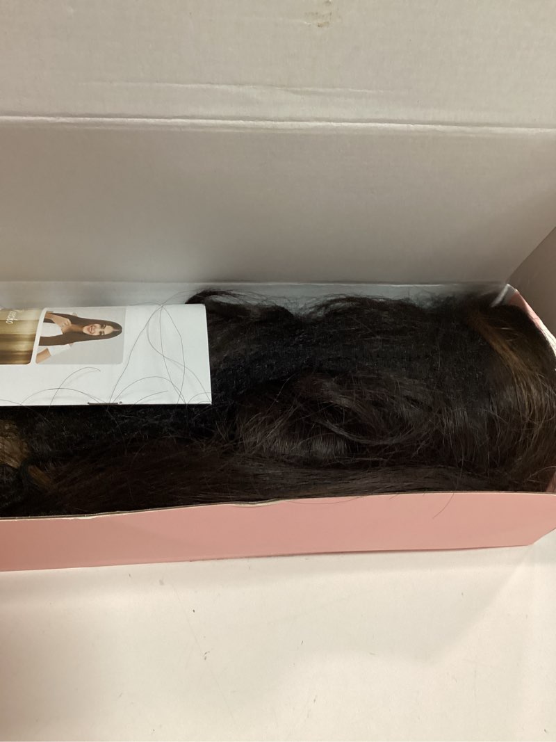 Condition photo showing Good Condition for reecho ponytail extension, 24" claw clip in long curly wavy ponytail hair extension jaw clip on pony tails hairpiece for women - dark chocolate brown with highlights