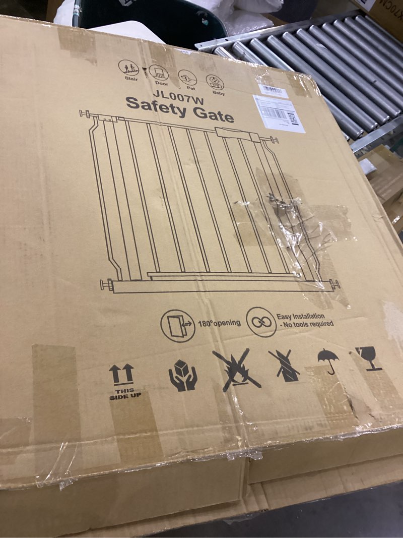 Condition photo showing Good Condition for Extra Wide Baby Gate 57.5-62.2 Pressure Mounted,Child Dog Pet Safety Gates with Walk Through Door for Doorways Stairs No Drilling in Door,White 57.5--62.2inch