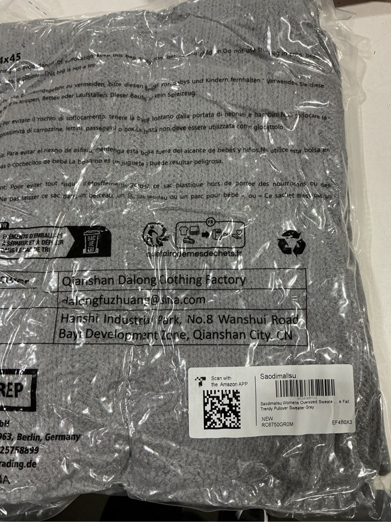 Condition photo showing New/Like New for Saodimallsu Womens Oversized Sweaters Chunky Cable Knit Crew Neck Casual Long Lantern Sleeve Fall Tunic Sweater Tops Dark Green Small