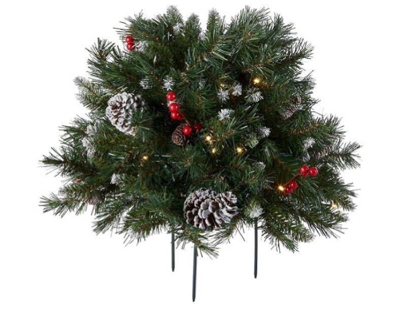 National Tree Company 18 in Pre-Lit Frosted Berry Artificial Christmas Urn Filler, Christmas Decorat