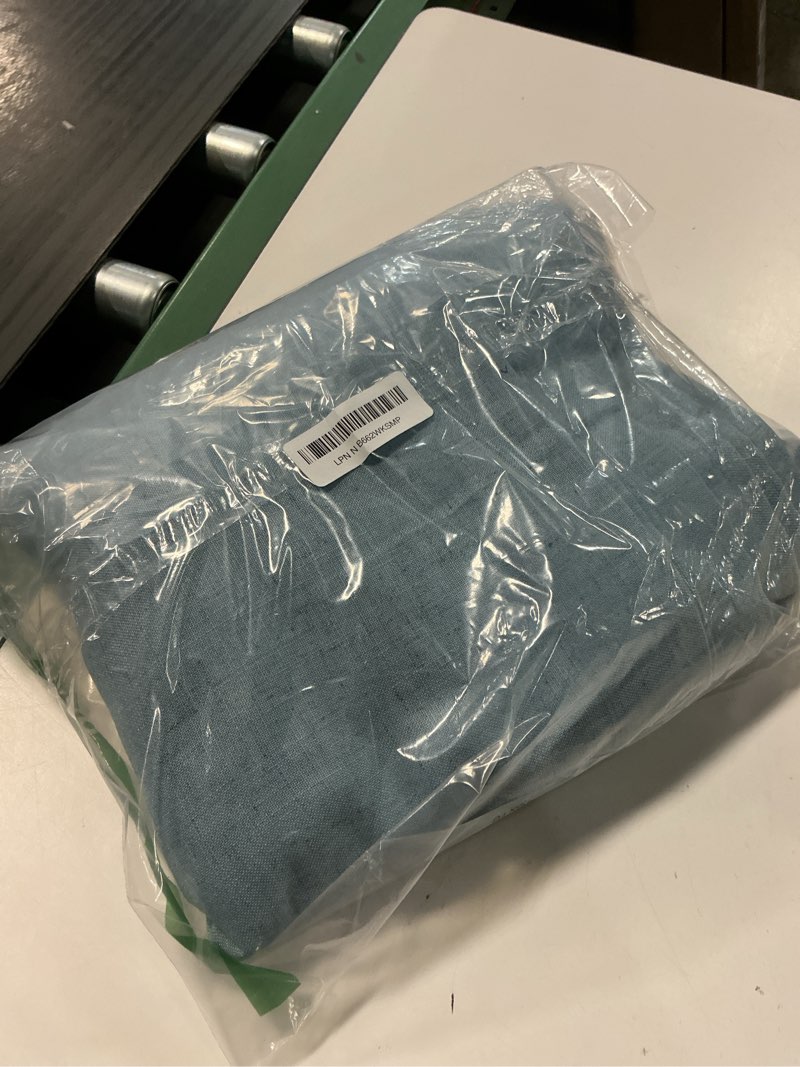 Condition photo showing Good Condition for Nanspring Blue Linen Curtains 50 x 96 inches Long Living Room Back Tab Rod Pocket Semi Sheer Curtain