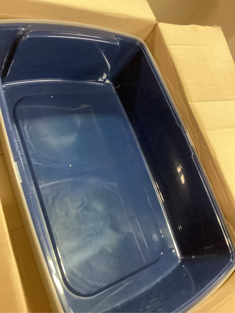 Condition photo showing Good Condition for IRIS USA XX-Large Cat Litter Box, Open Top Extra Large Litter Box for Big Cats and Multi-Cat Households, High Sided Scatter Shield, Easy to Clean, 30"L x 20"W x 14"H, Navy XXL Navy