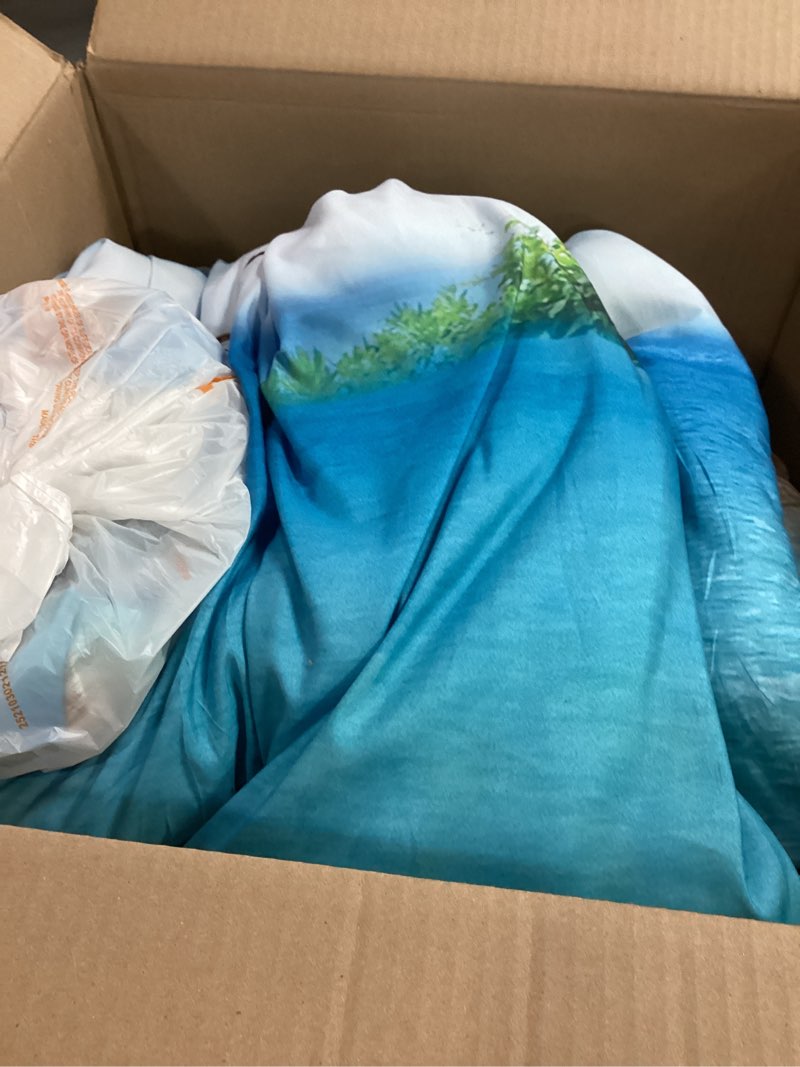 Condition photo showing Good Condition for MOVE OVER Blue Ocean Bedding Set Beach Themed Comforter Set Queen Size 4 Pcs White Seagull and Seaside Rocks Seascape Pattern Blue Island Scenery Coastal Bedding Sets Ocean Beach Bedding Sets Queen A-island