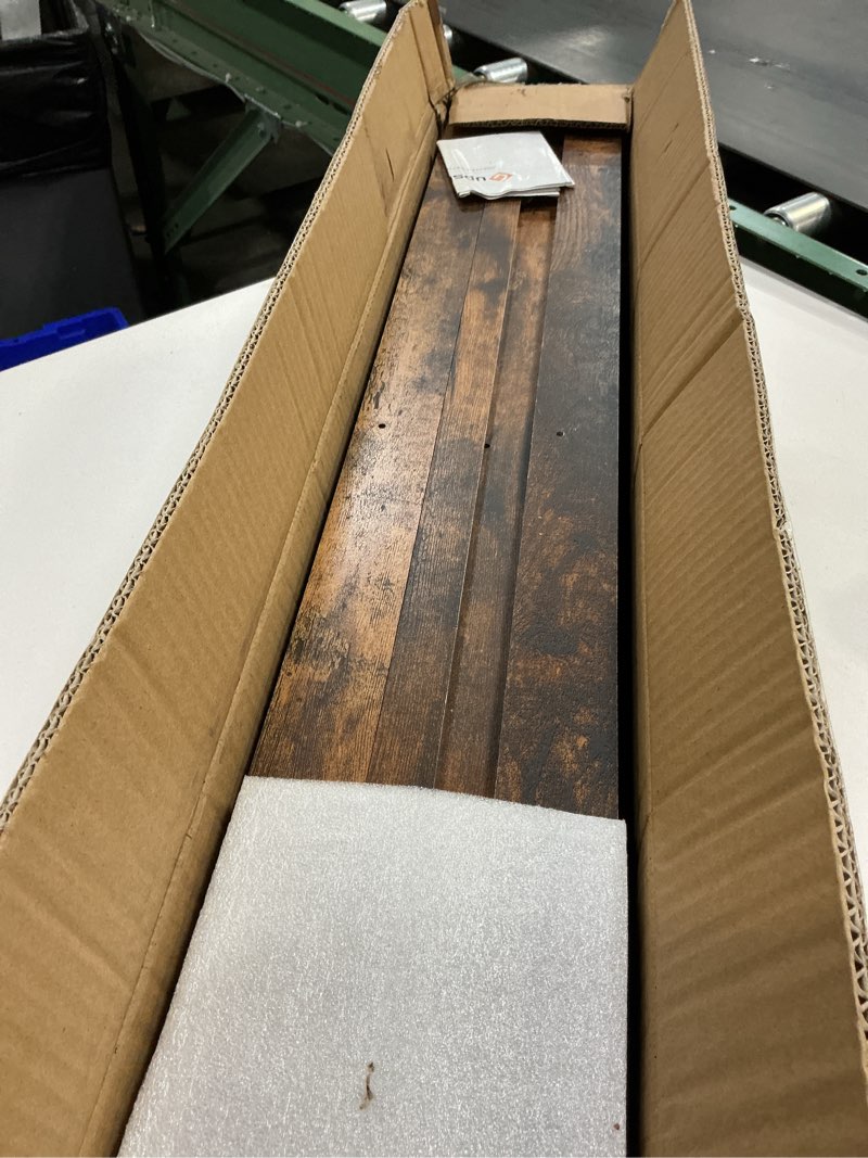 Condition photo showing Good Condition for upsimples Floating Shelves for Wall, 35.5 Inch Shelves for Decor Storage Set of 6, Wall Mounted Wood Shelf for Bedroom, Living Room, Bathroom, Kitchen, Long Picture Ledge Shelves, Brown Brown 35.5in