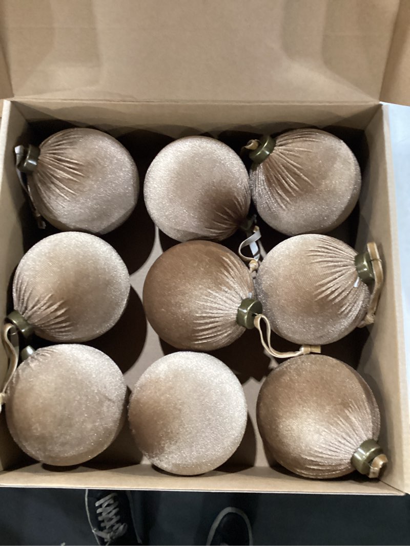 Condition photo showing New/Like New for 9 PCS Velvet Christmas Balls Ornaments 4inch& 6inch Christmas Large Ball Set for Xmas Tree Decor, Holiday Home Party (Browm, 4inch) Browm 4inch
