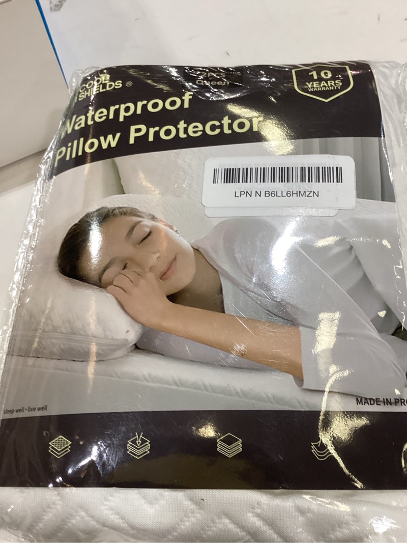 Condition photo showing Good Condition for CoolShields Pillow Protector (2 Pack) Queen – Waterproof Zippered Pillow Covers, Hypoallergenic, Premium Pillowcase Encasement for Better Sleep Queen - 20" × 30" 2