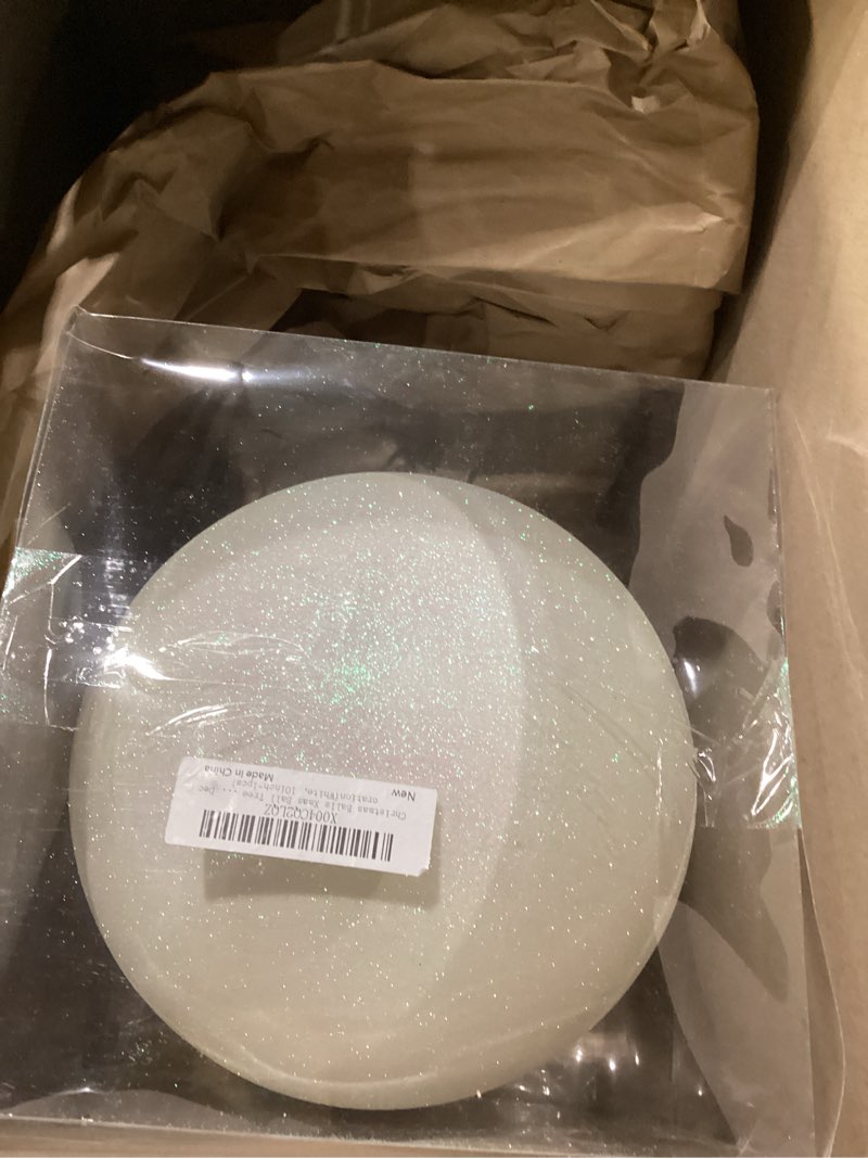 Condition photo showing New/Like New for 10" large christmas balls christmas tree decoration ornaments shatterproof glitter christmas hanging balls for christmas tree party wedding indoor outdoor holiday decoration(white, 10inch-1pcs) white 10inch-1pcs