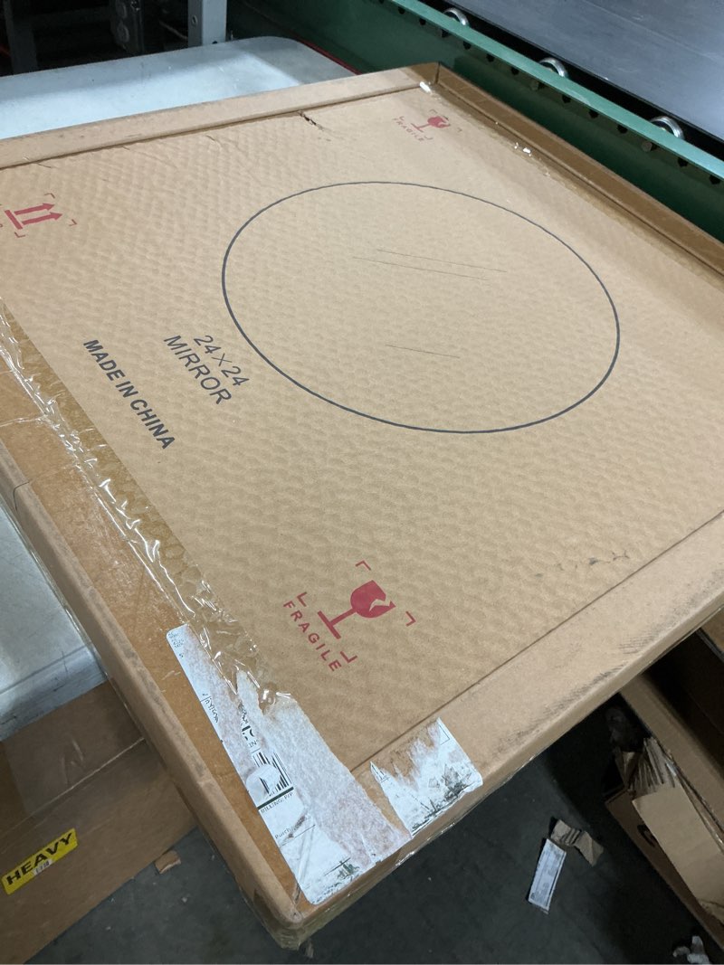 Condition photo showing New/Like New for Black Metal Framed Mirror Round Wall Mount Bathroom Vanity Mirror, 24”