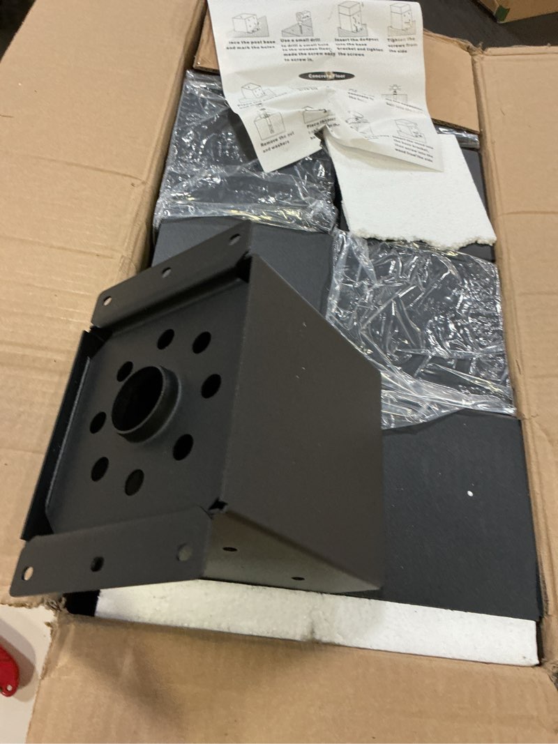 Condition photo showing Good Condition for 6x6 post base 8 pcs, (inner size 5.6x5.6) post brackets kit, heavy duty black metal powder-coated post anchor outdoor framing module fit for support deck base plate pergola brackets fence kit 6"x 6" 8 pcs