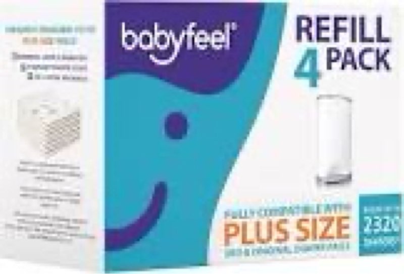 babyfeel refills compatible with dekor plus diaper pails | 4 pack | exclusive 30% extra thickness | 