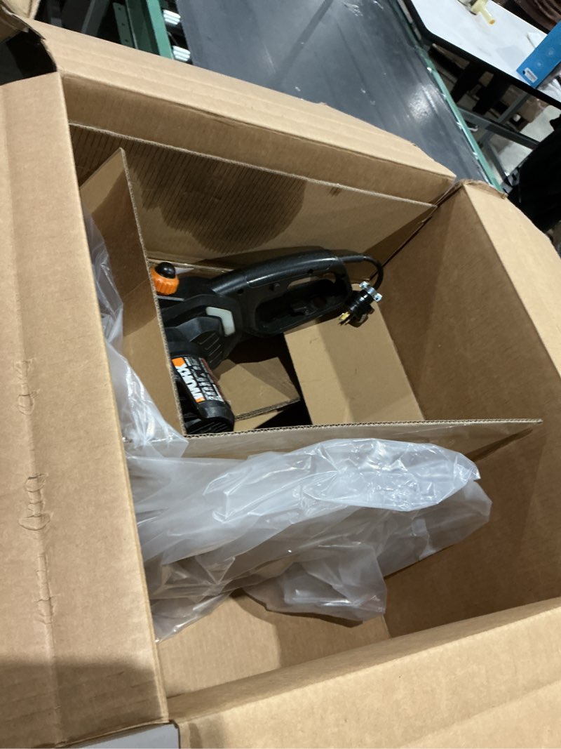 Condition photo showing As Is for worx wg303.1 14.5 amp 16" electric chainsaw 16" 14.5amp electric chainsaw