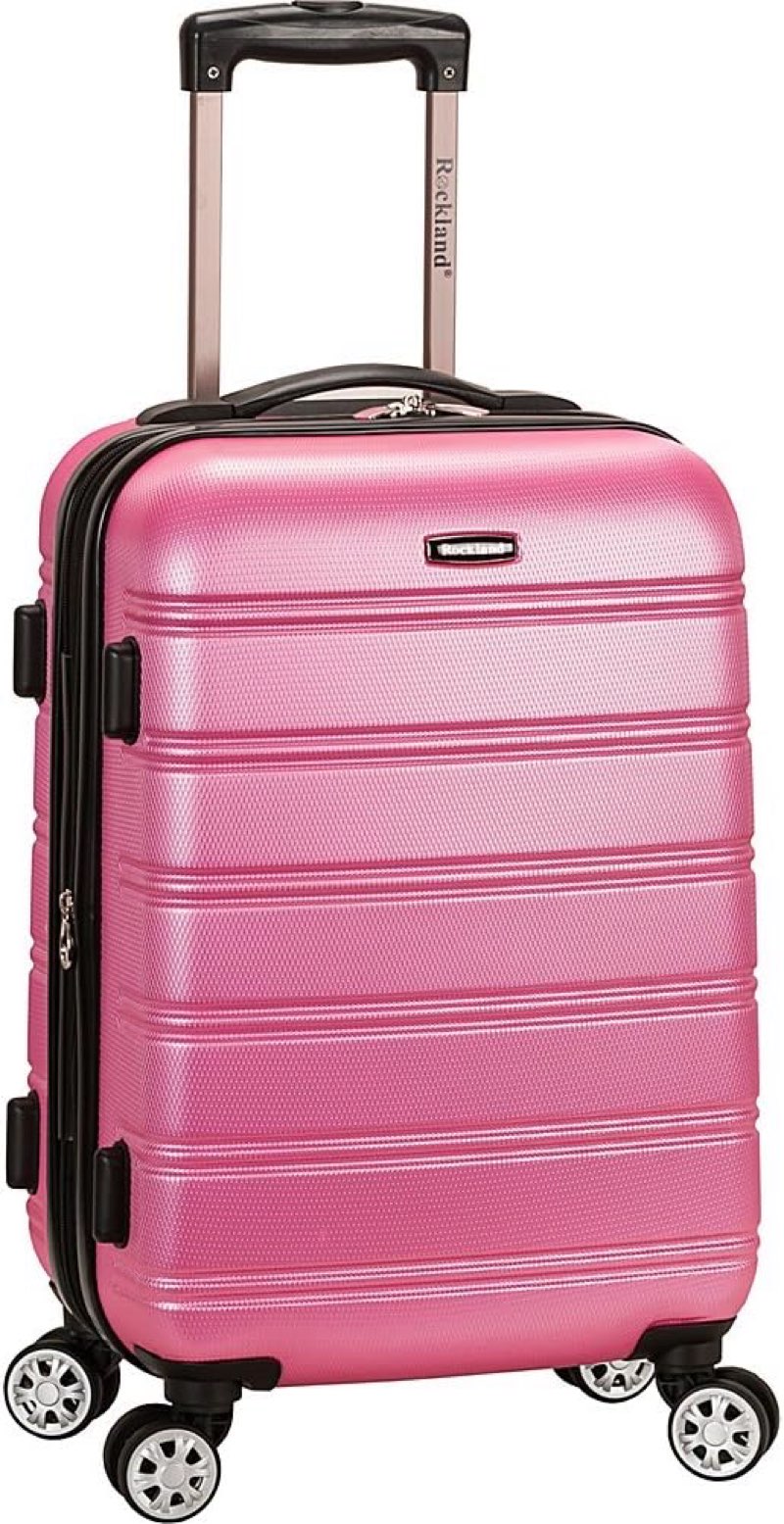 rockland melbourne lightweight expandable hardside spinner wheel luggage in pink pink carry-on 20"