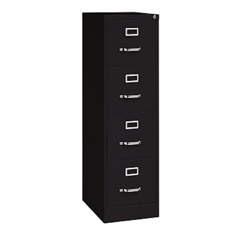 staples 4-drawer vertical file cabinet, letter size, lockable, 51.97"h x 14.9"w x 26.5"d, black