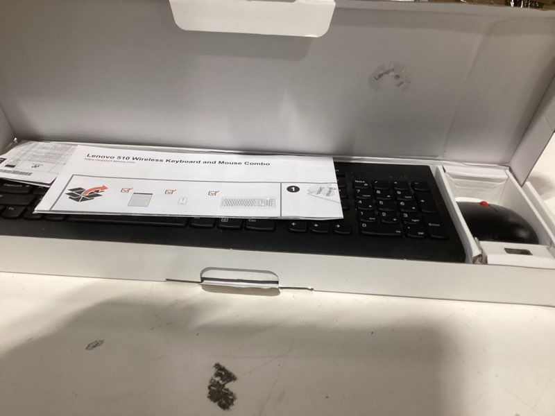 Condition photo showing As Is for lenovo 510 wireless keyboard & mouse combo, 2.4 ghz nano usb receiver, full size, island key design, left or right hand, 1200 dpi optical mouse, gx30n81775, black