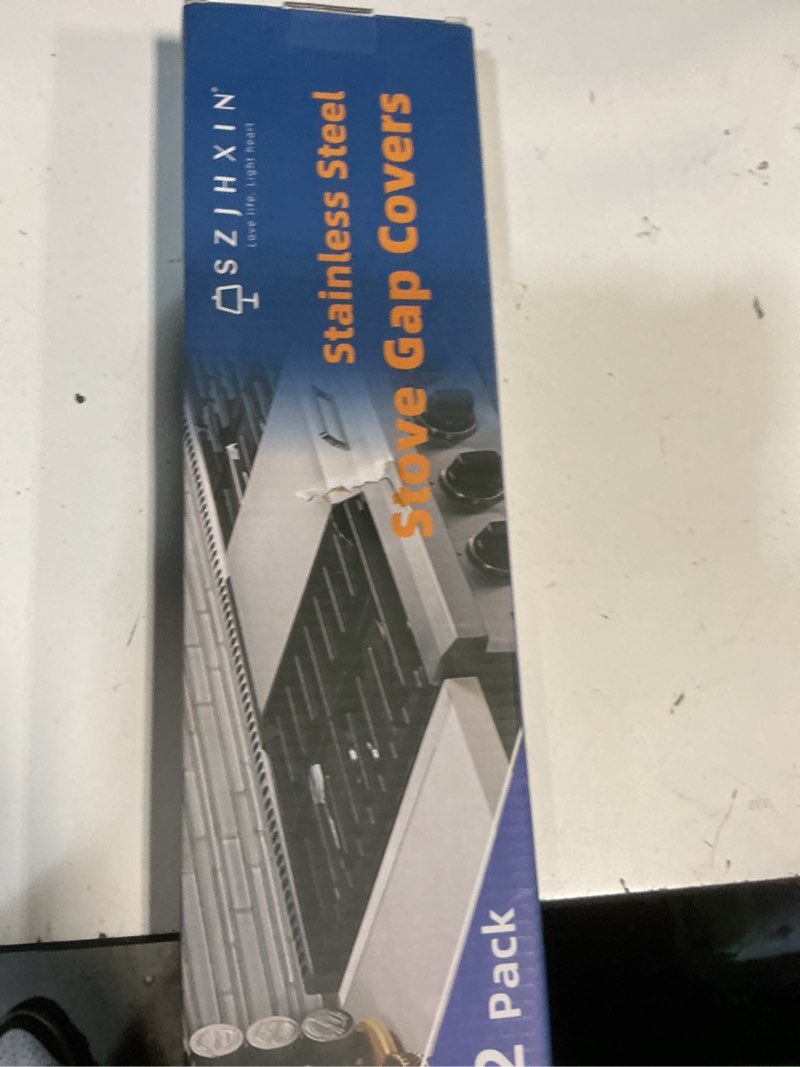 Condition photo showing New/Like New for stove gap covers stainless steel, adjustable 13.8-27.5 in(2 pack), heat resistant, gas stove side gap protector (matte black)