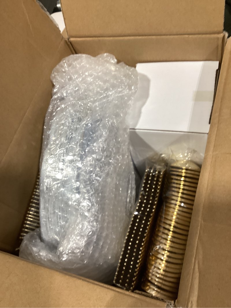Condition photo showing Good Condition for bucla 180pcs blue plastic plates - disposable light blue with gold rim - include 30 each (dinner & salad) plates, 30 knives, 30 forks, 30 spoons, 30 cups for party, easter, birthday & shower light blue gold