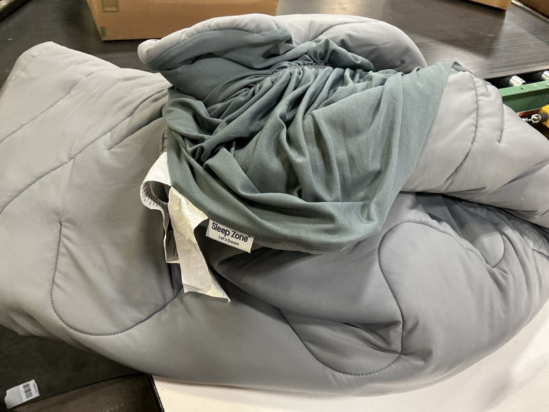 Condition photo showing As Is for sleep zone cooling queen mattress topper, premium zoned cool mattress pad cover, padded mattress protector breathable washable, deep pocket 8-21" (grey, queen) grey queen