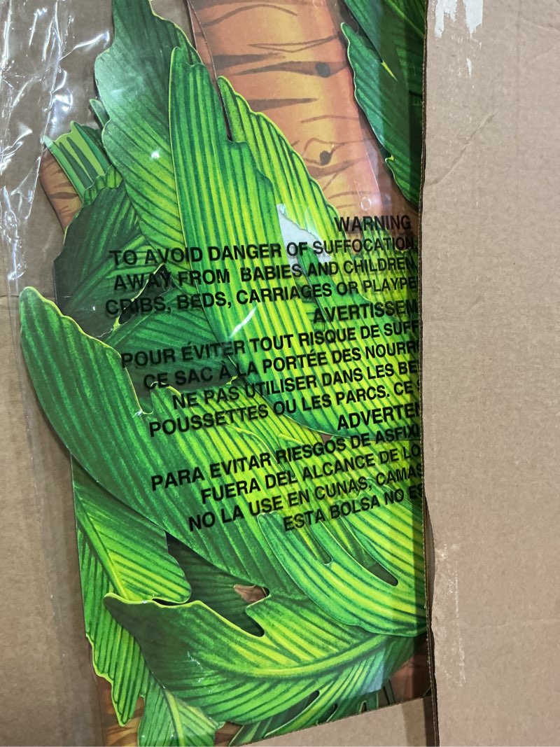 Condition photo showing Good Condition for beistle jointed palm trees - 3 pack, cardstock paper palm tree cutouts, hanging wall decorations for luau, tropical hawaiian beach party, summer event décor, photo backdrop, two 4’ & one 6’