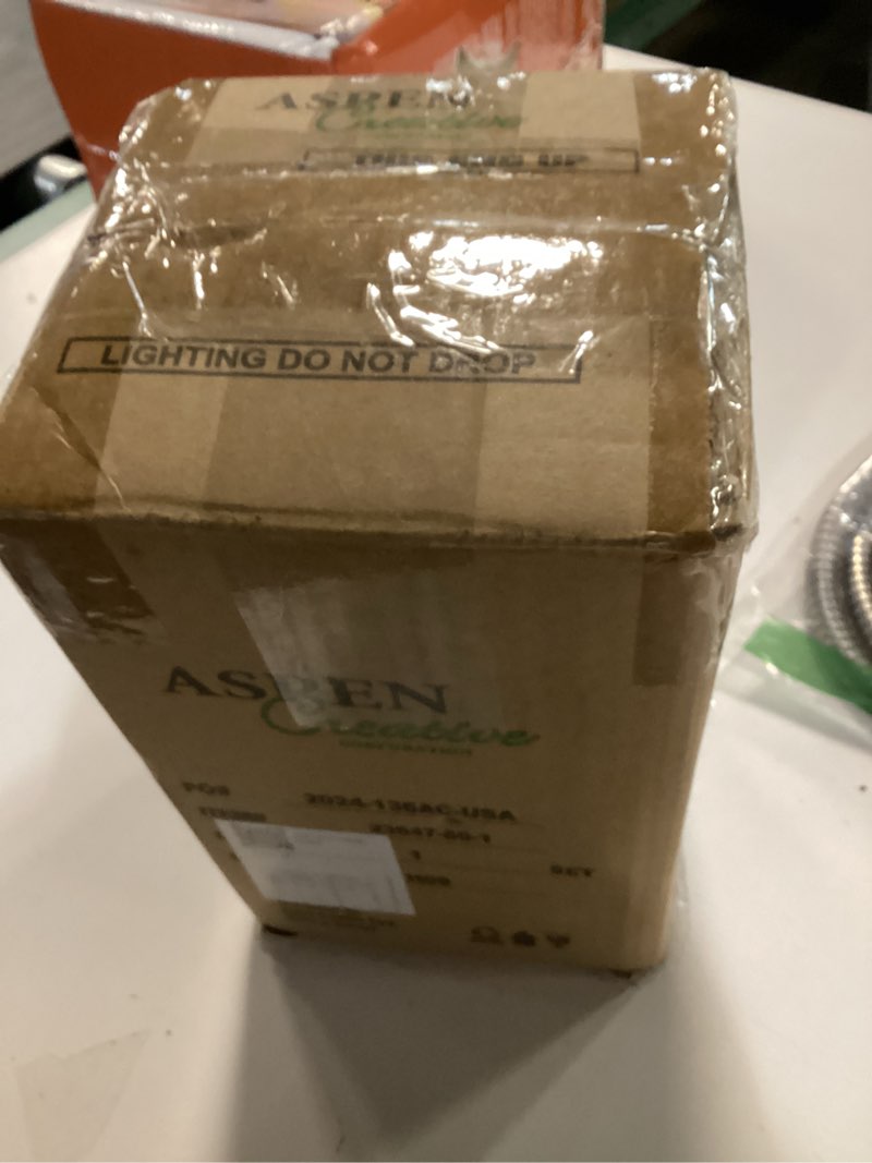 Condition photo showing New/Like New for Aspen Creative 23647-60-1 Clear Glass Shade, 1-5/8" Fitter Size, 3-3/4" Diameter x 7-1/2" Height, 1 Pack